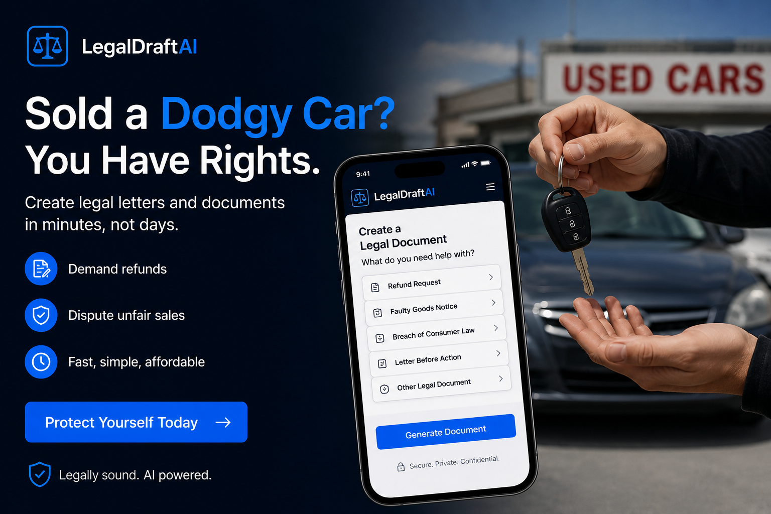 Ad graphic — Sold a Dodgy Car? You Have Rights.