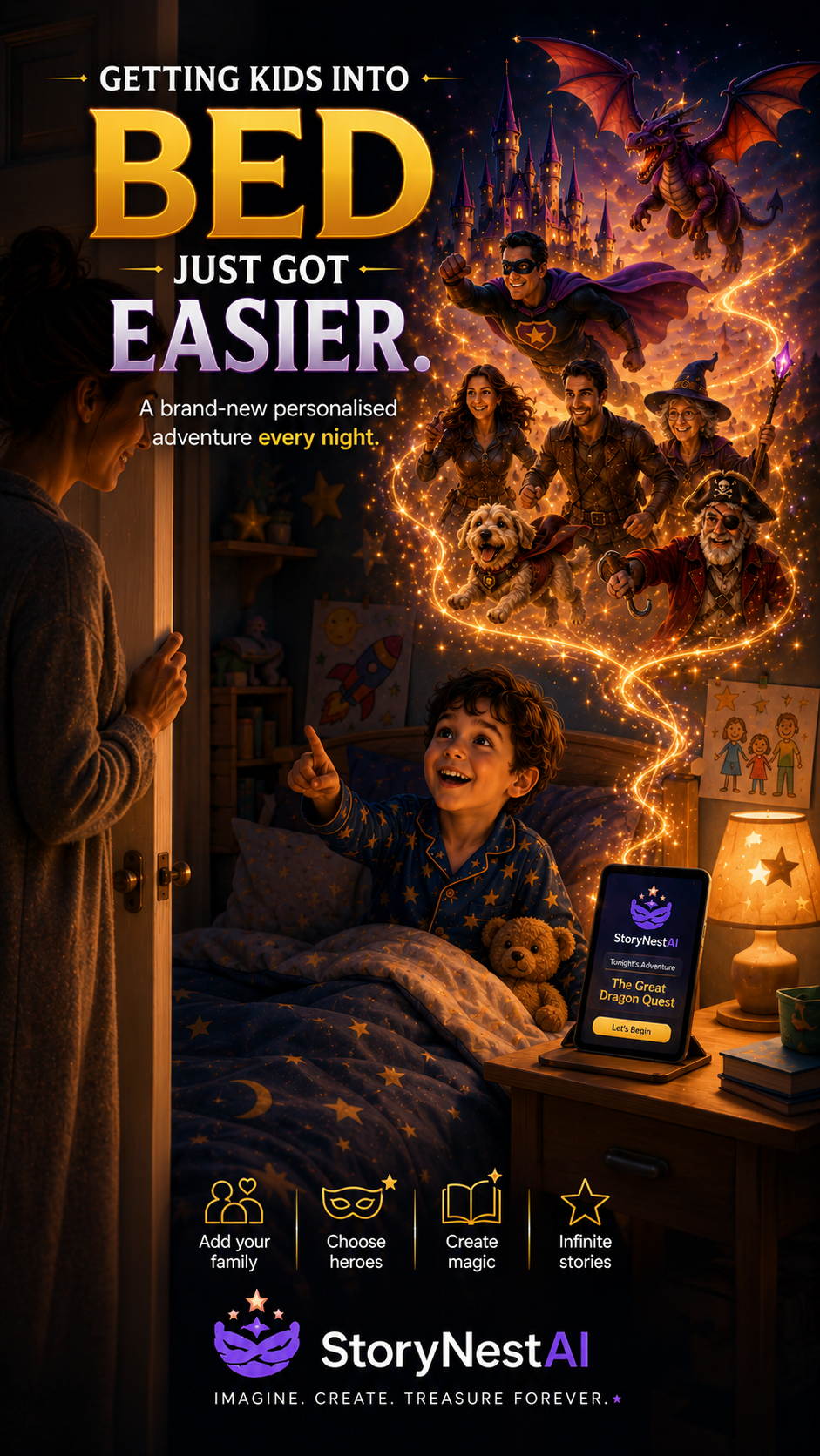 Ad — "Getting kids into bed just got easier"