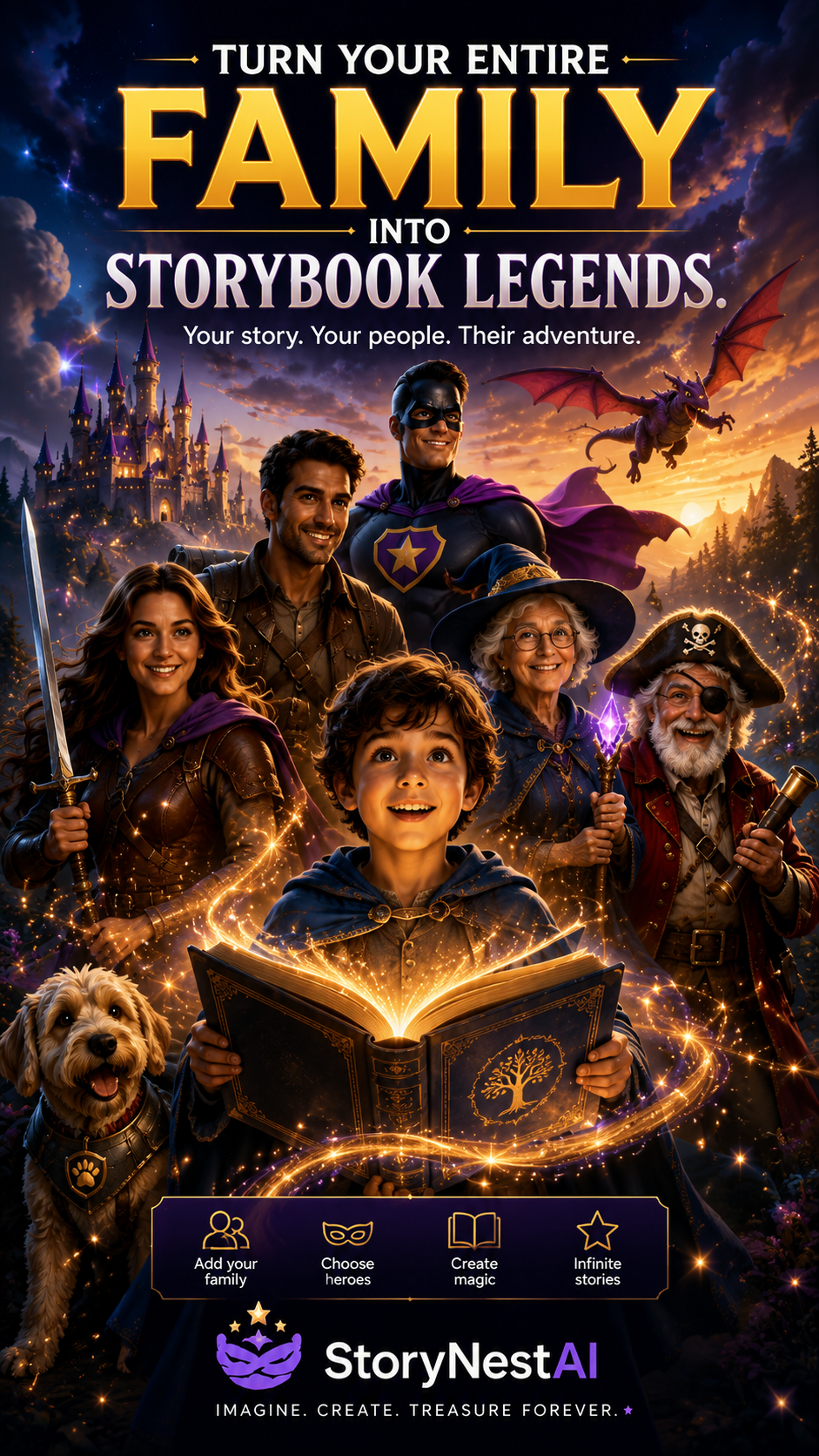 Ad — "Turn your entire family into storybook legends"